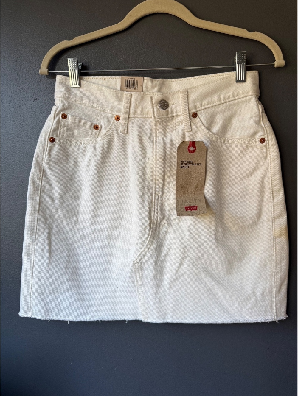 NWT’s Levi's High-Rise Deconstructed White Denim Skirt